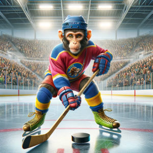 hockey playing monkey image